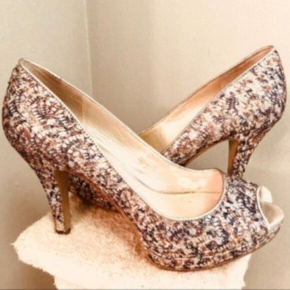 Nine West Metallic Giltter Heels Sparkly Silver Lace Open Toe Evening 7.5 M - Picture 8 of 12